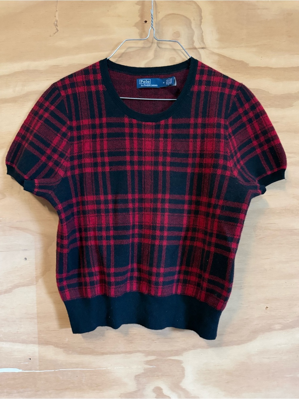 Polo by Ralph Lauren Black & Red Plaid Short-Sleeve Crew Sweater